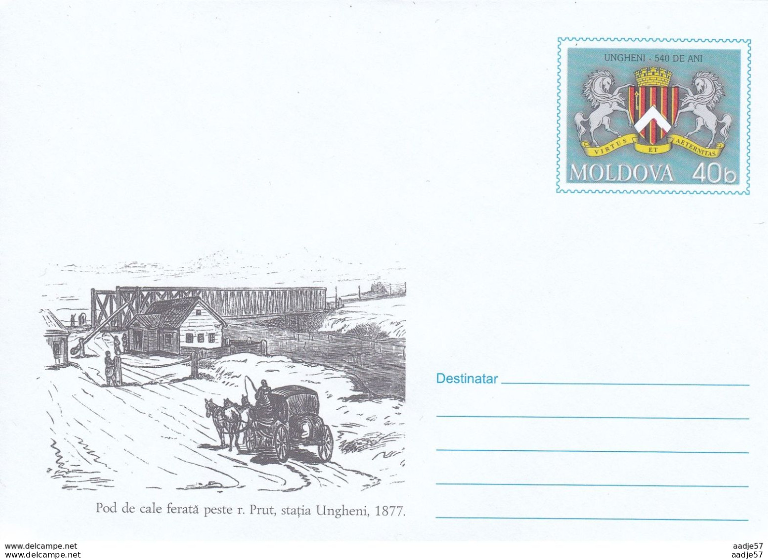 2002. Moldova, Prep. Envelope Old Trainbridge Mint/** - Ponts