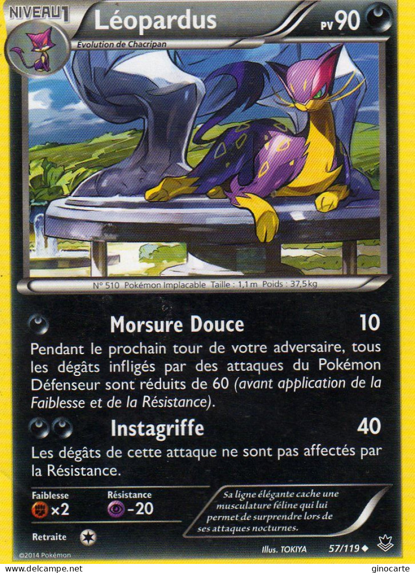 Carte Pokemon 57/119 Leopardus 90pv 2014 - Autres & Non Classés