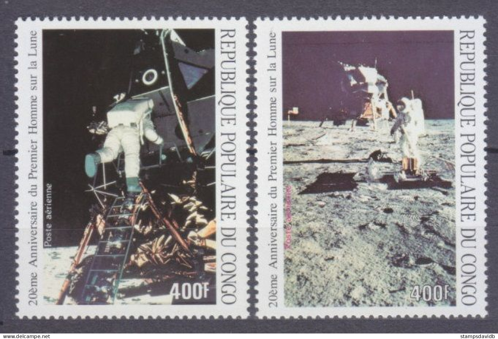 1989 Congo Brazzaville 1150-1151 20 Years Of Apollo 11 Moon Landing 8,80 € - Afrika