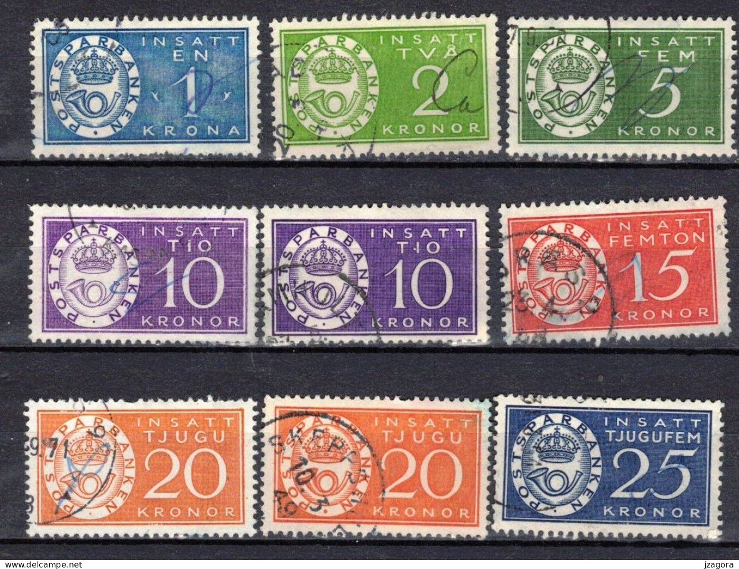 OLD REVENUE STAMPS STEUERMARKE TIMBRE FISCAL  SWEDEN SCHWEDEN SUEDE  1950's - INSERTED TO BANK ACCOUNT - Fiscales