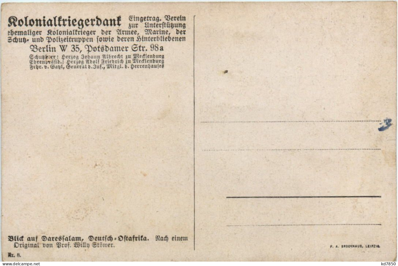 Kolonialkriegerdank - Deutsch Ostafrika - Ehemalige Dt. Kolonien