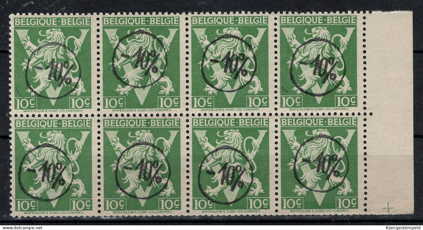 België: Cob 724 P Blok Van 8  Postfris ** Mnh - 1946 -10%