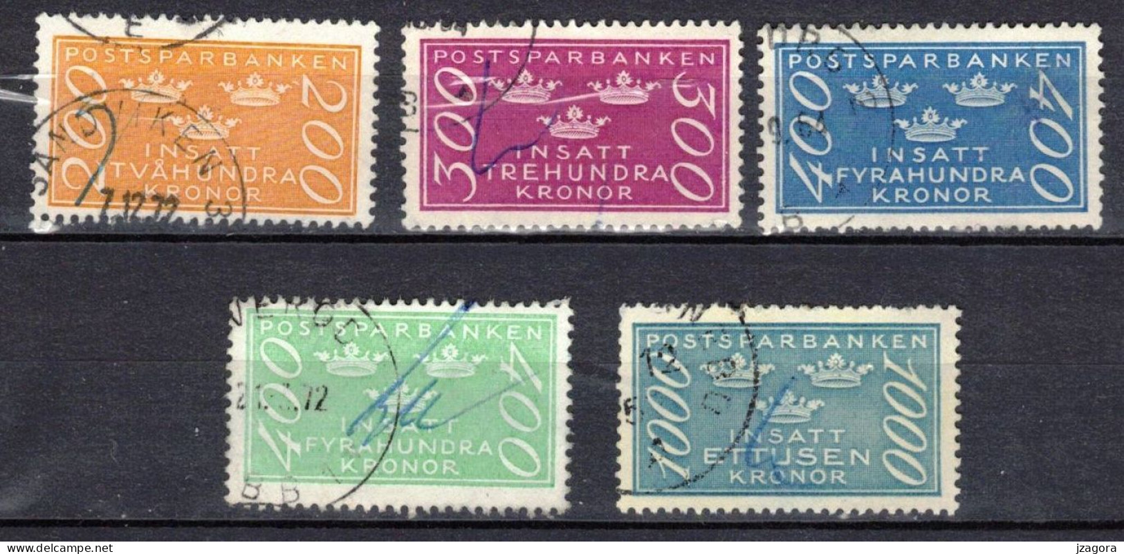 OLD REVENUE STAMPS STEUERMARKE TIMBRE FISCAL  SWEDEN SCHWEDEN SUEDE  1970's - INSERTED TO BANK ACCOUNT - Fiscaux