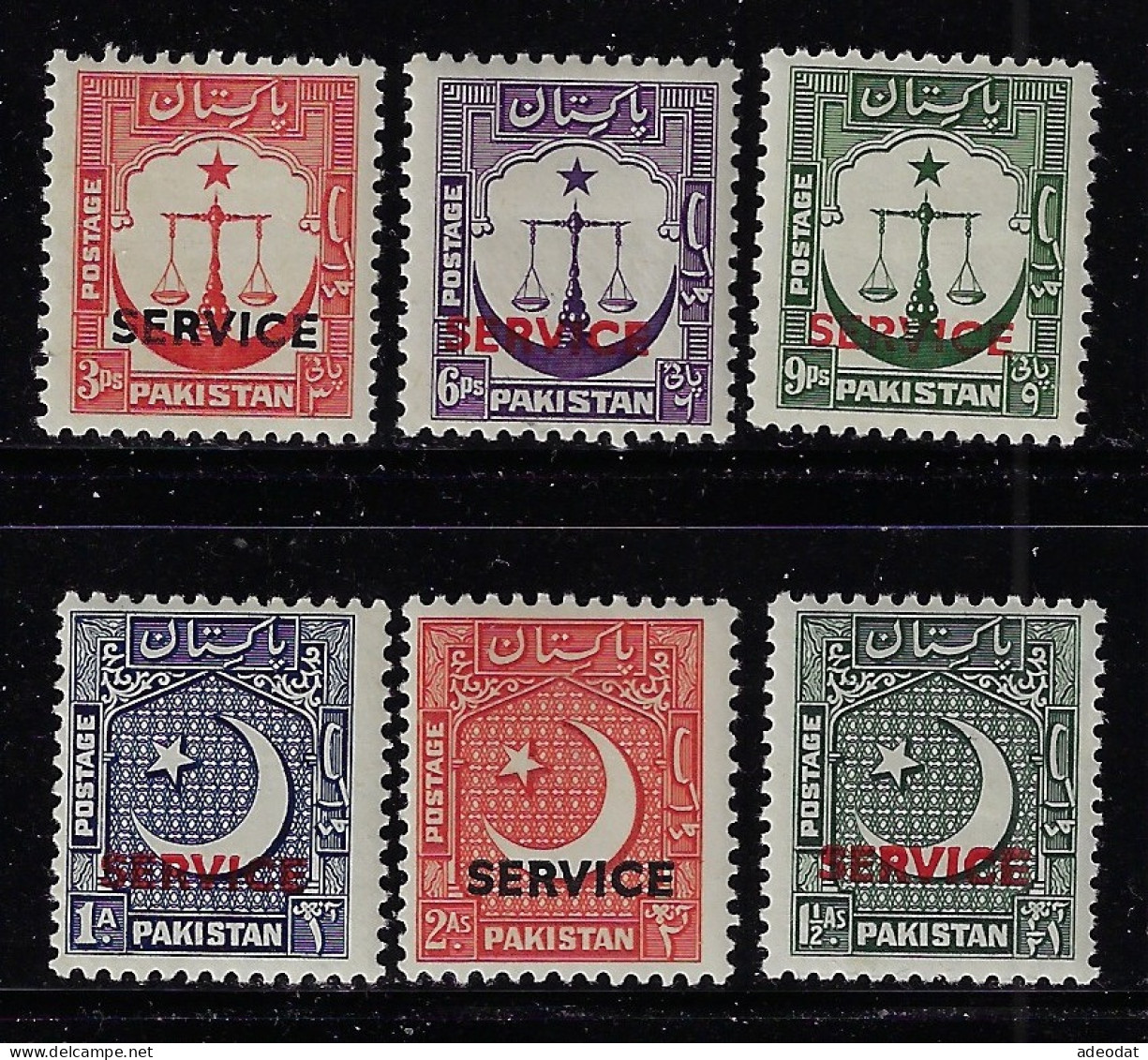 PAKISTAN  1948-49  SERVICE SCOTT # O14-O16,O27-O29  MNH  CV $5.45 - Pakistan