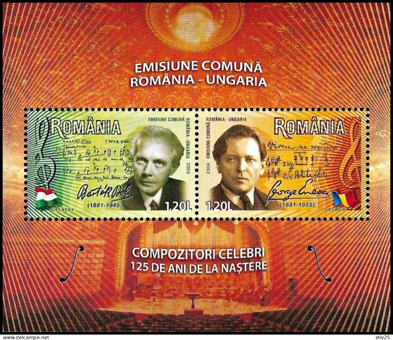 Romania 2006, Composers Béla Bartók And George Enescu - S/s MNH - Neufs