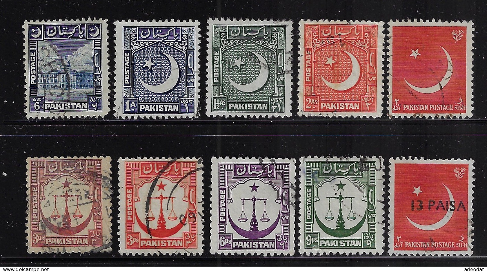 PAKISTAN  1948-1961  SCOTT #37,47-49,83,127  USED  $2.35 - Pakistan