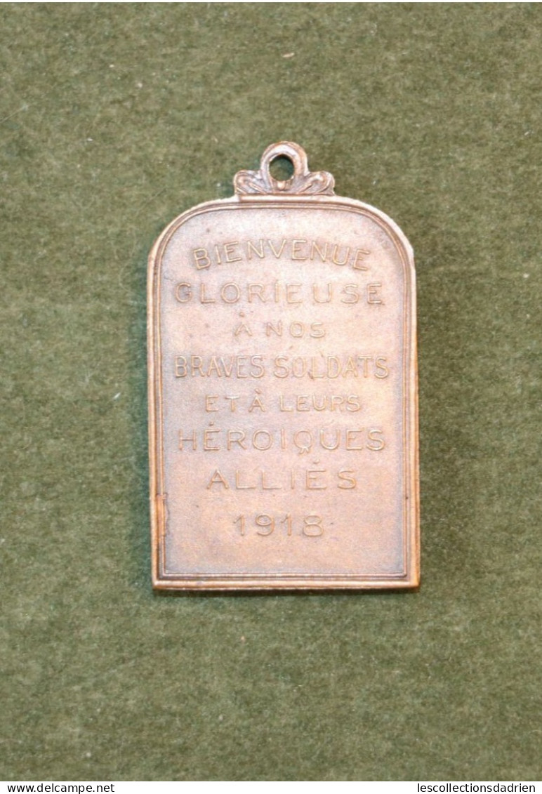 Médaille Bienvenue Glorieuse à Nos Soldats Guerre14-18  Belgian Medal Wwi - Médaillette - Journée - Charlier - Belgique