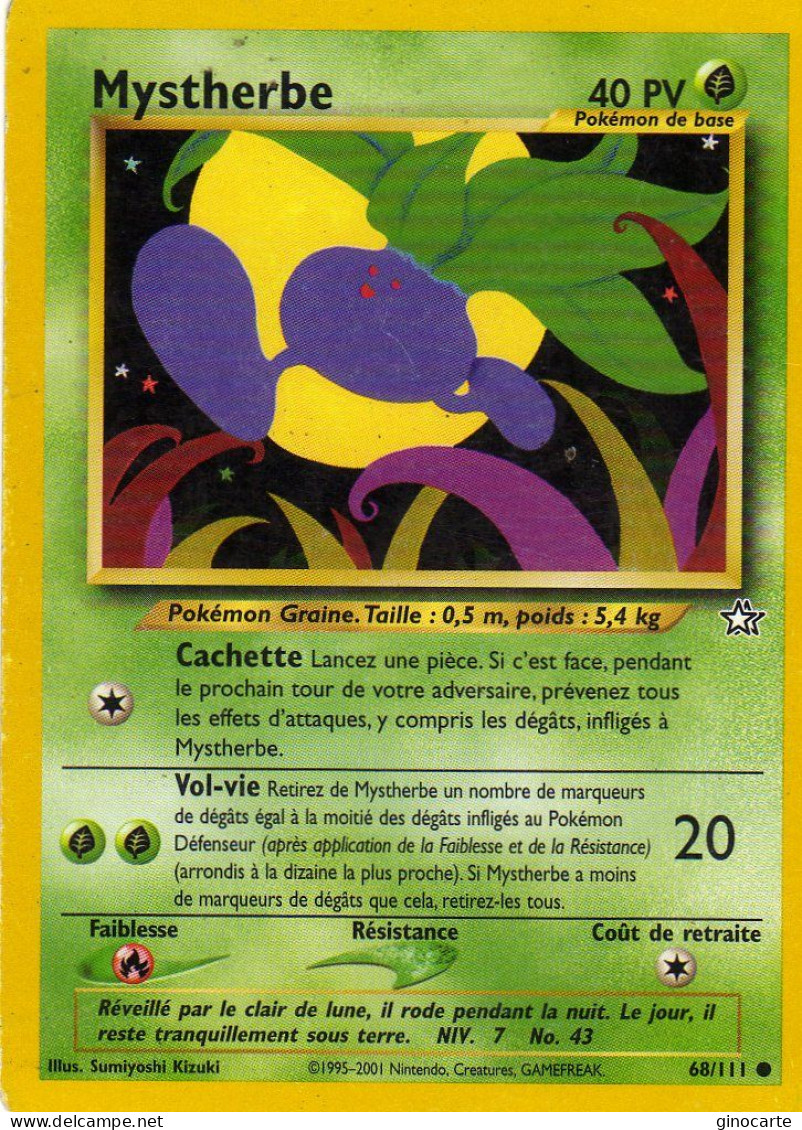 Carte Pokemon 68/111 Mystherbe 40pv Wizards Bon Etat - Wizards