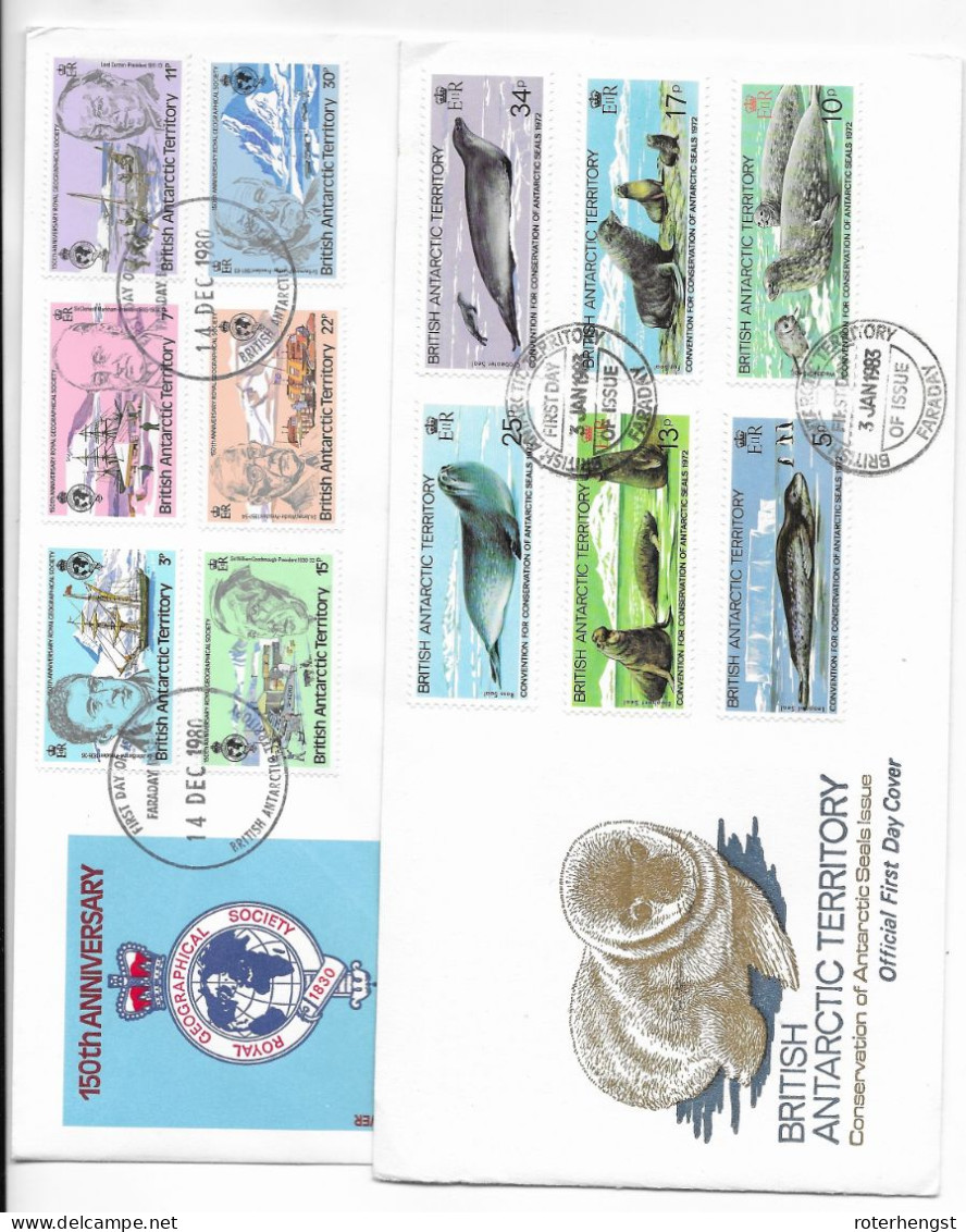 British Antartic Territory 3 FDC 1980-83 Seals, Sea Explorers (2 Scans) - FDC