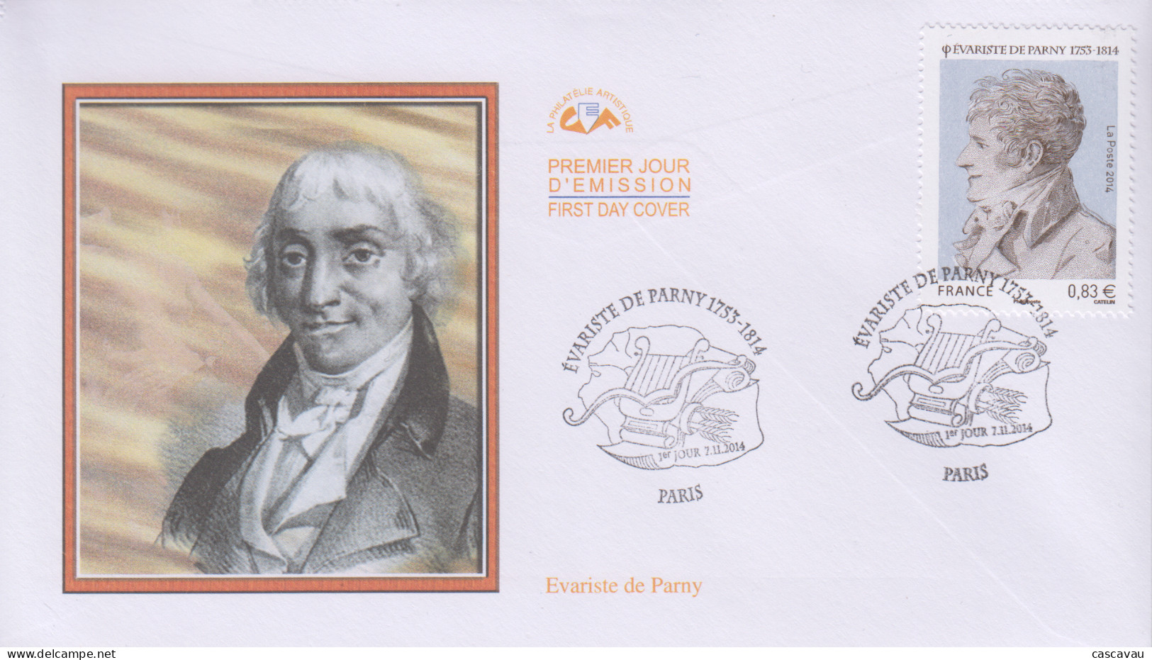 Enveloppe   FDC  1er  Jour    FRANCE   EVARISTE   DE  PARNY   2014 - 2010-2019