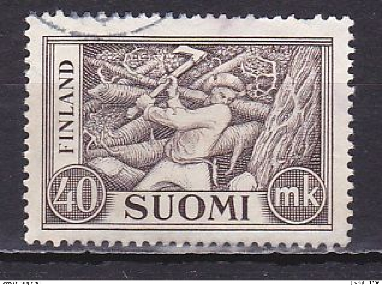 Finland, 1952, Wood Cutter, 40mk, USED - Oblitérés