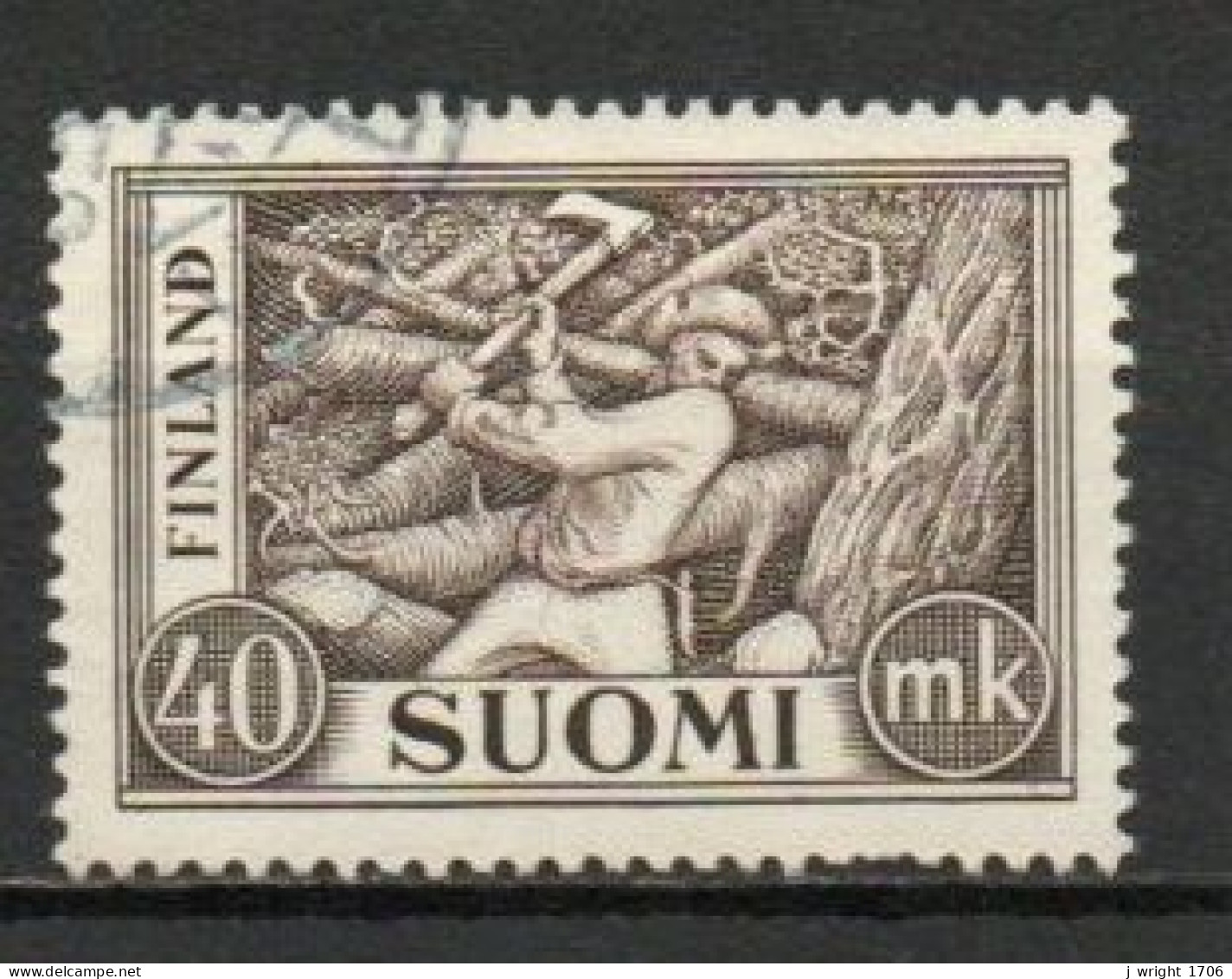 Finland, 1952, Wood Cutter, 40mk, USED - Used Stamps