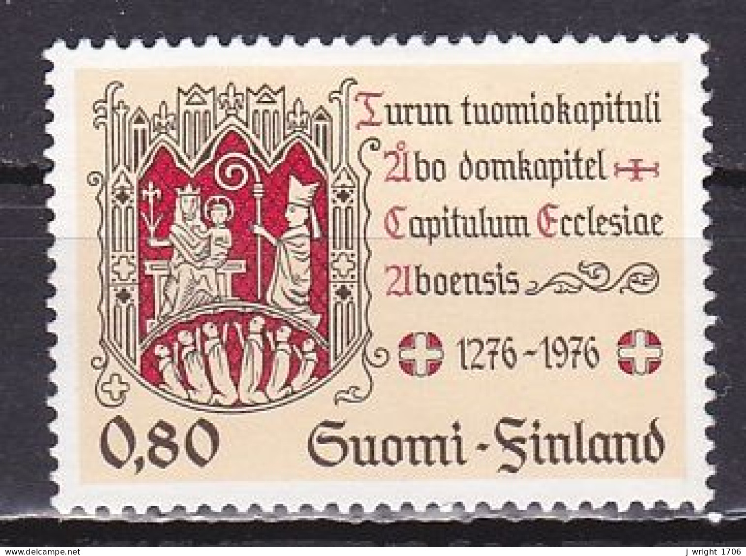 Finland, 1976, Turku Cathedral Chapter 700th Anniv, 0.80mk, UNUSED NO GUM - Ungebraucht