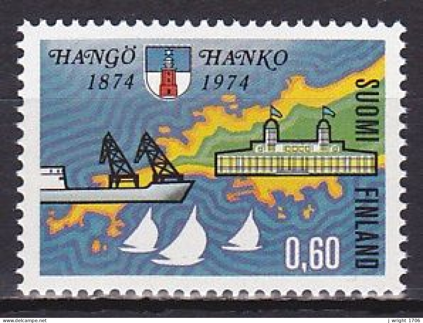 Finland, 1974, Hanko/Hangö Centenary, 0.60mk, MNH - Unused Stamps