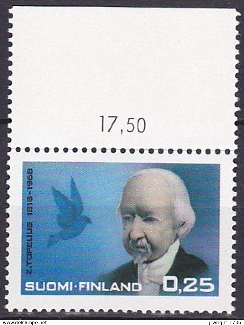 Finland, 1968, Zachris Topelius, 0.25mk, MNH - Unused Stamps