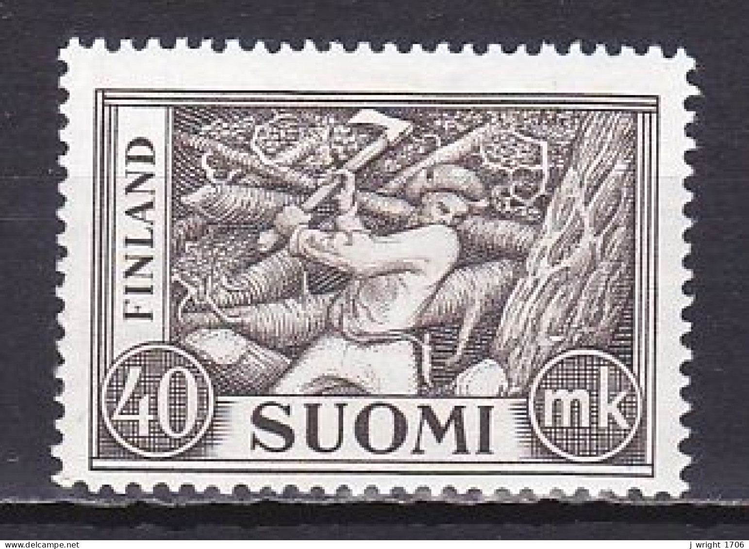Finland, 1952, Wood Cutter, 40mk, MNH - Unused Stamps