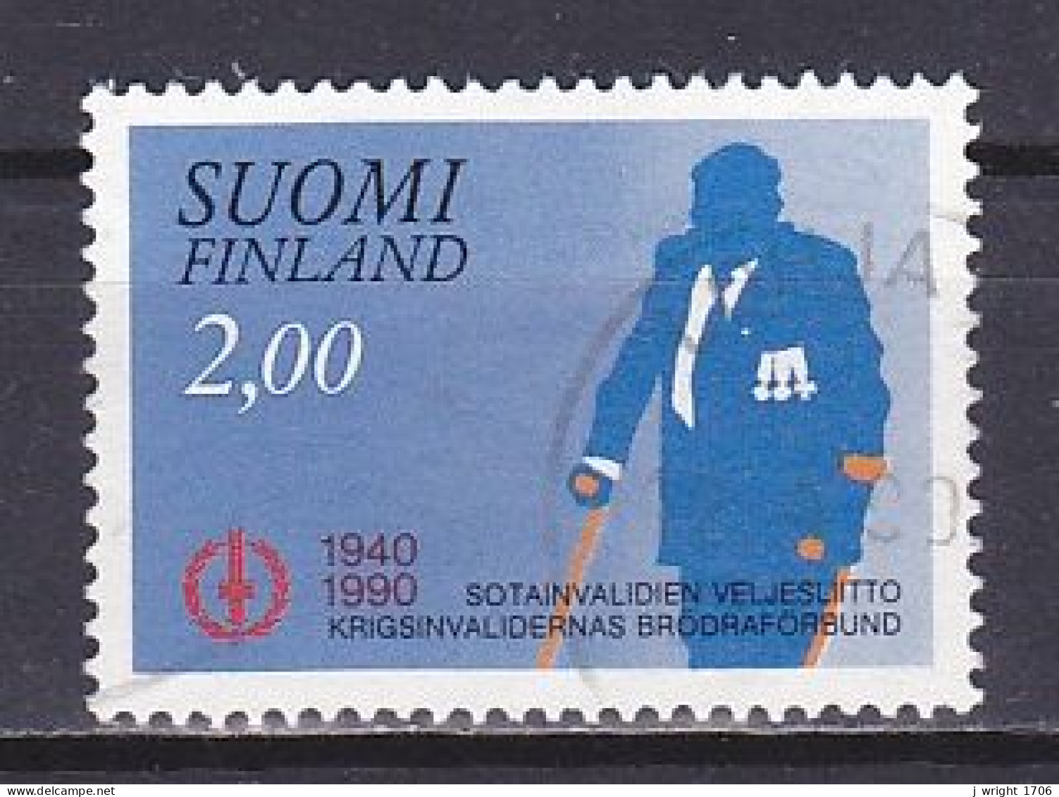 Finland, 1990, Disabled Veterans Assoc. 50th Anniv, 2.00mk, USED - Gebruikt