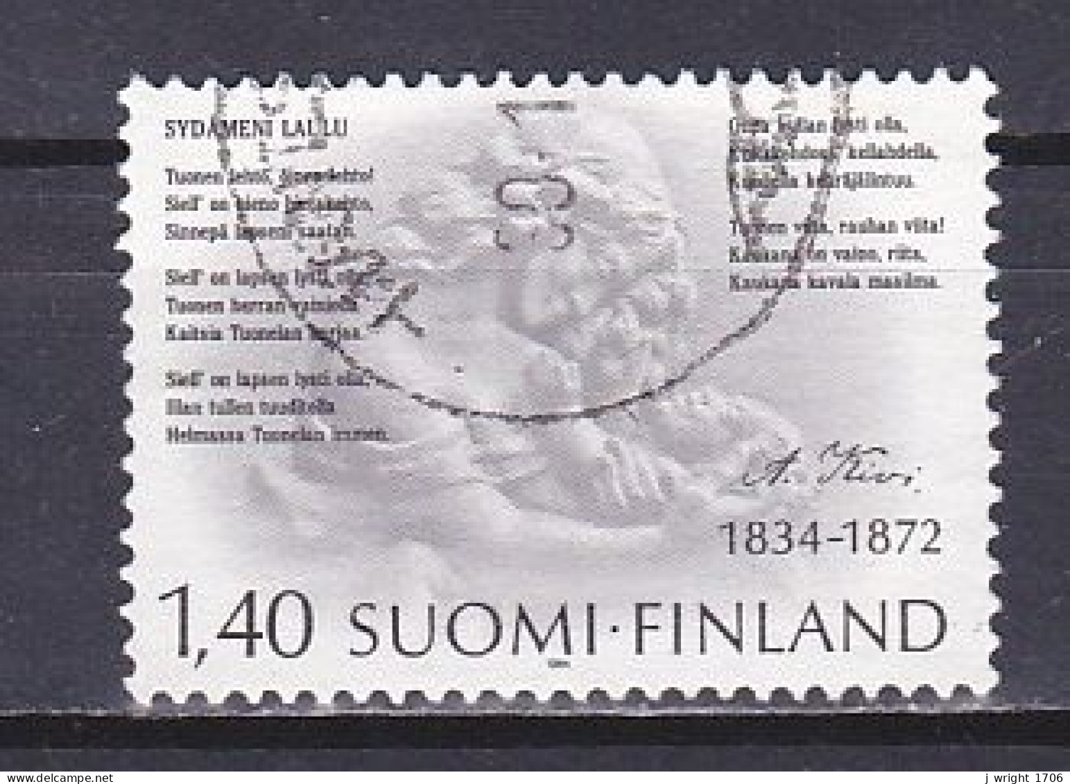 Finland, 1984, Aleksis Kivi, 1.40mk, USED - Gebruikt