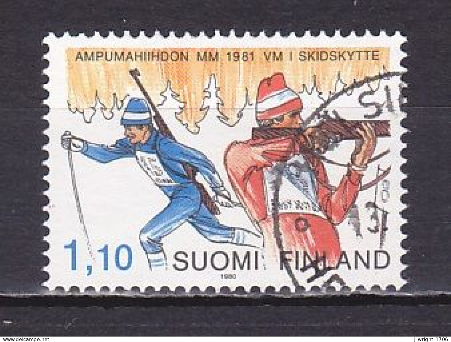Finland, 1980, World Biathlon Championships, 1.10mk, USED - Oblitérés