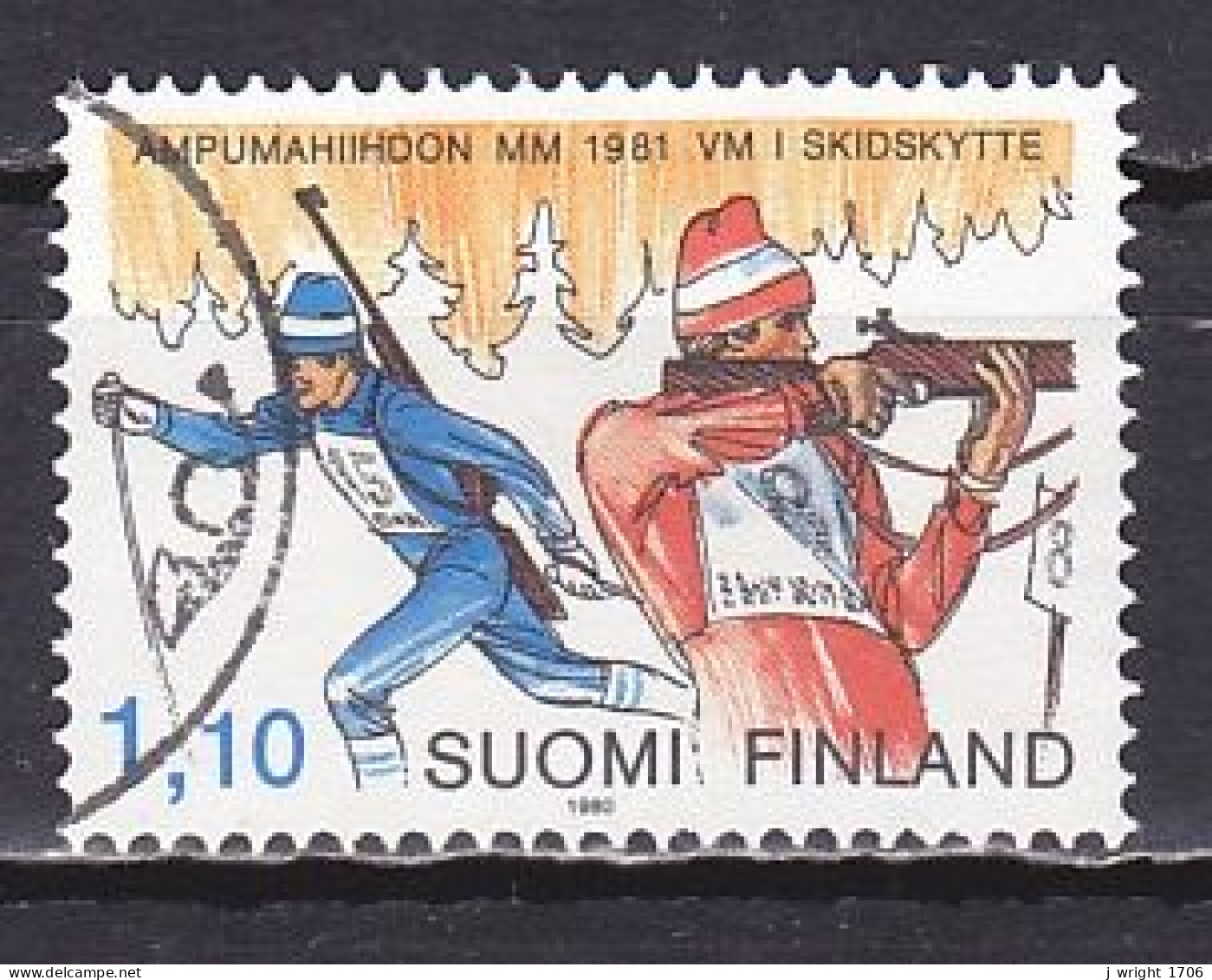Finland, 1980, World Biathlon Championships, 1.10mk, USED - Usati