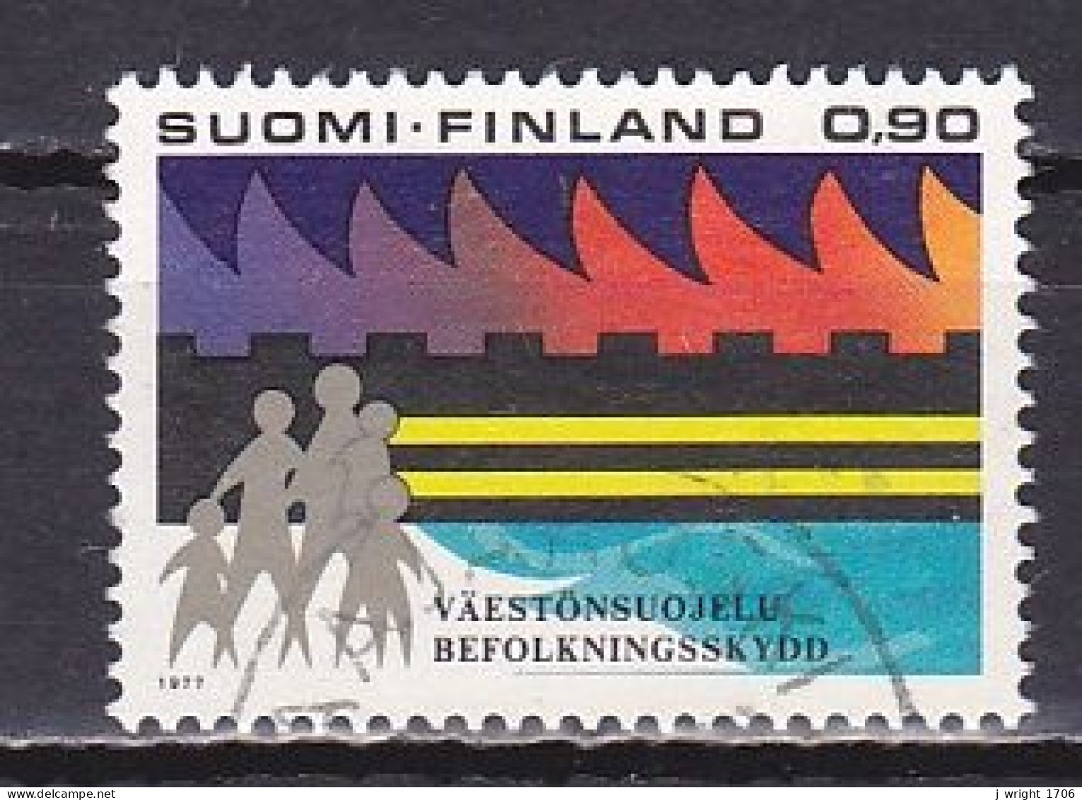 Finland, 1977, Civil Defence, 0.90mk, USED - Oblitérés