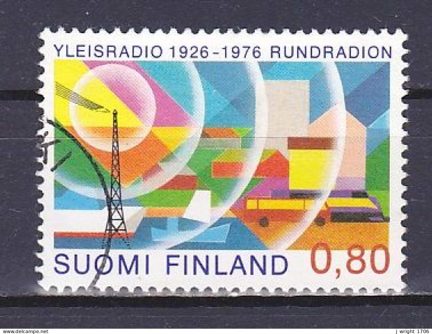 Finland, 1976, Radio Broadcasting In Finland 50th Anniv, 0.80mk, USED - Used Stamps