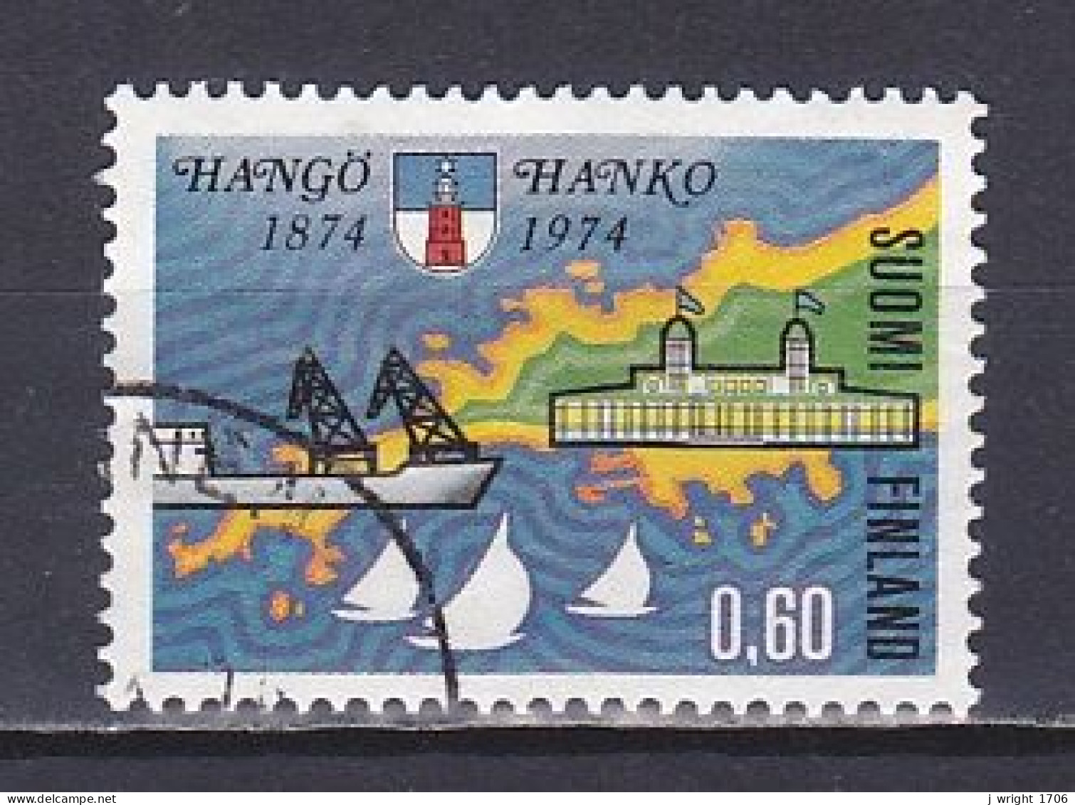 Finland, 1974, Hanko/Hangö Centenary, 0.60mk, USED - Gebraucht