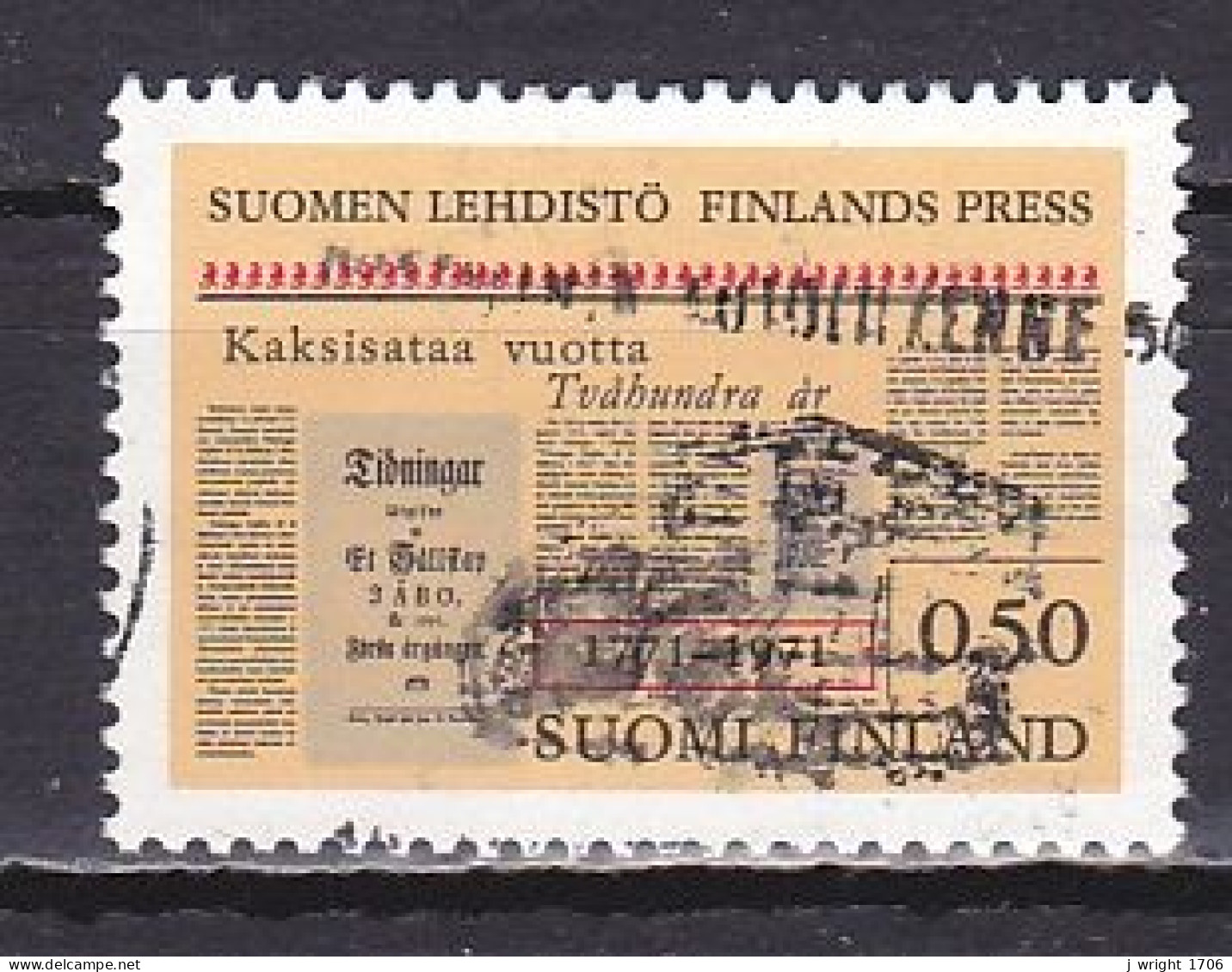 Finland, 1971, Finnish Press 200th Anniv, 0.50mk, USED - Used Stamps