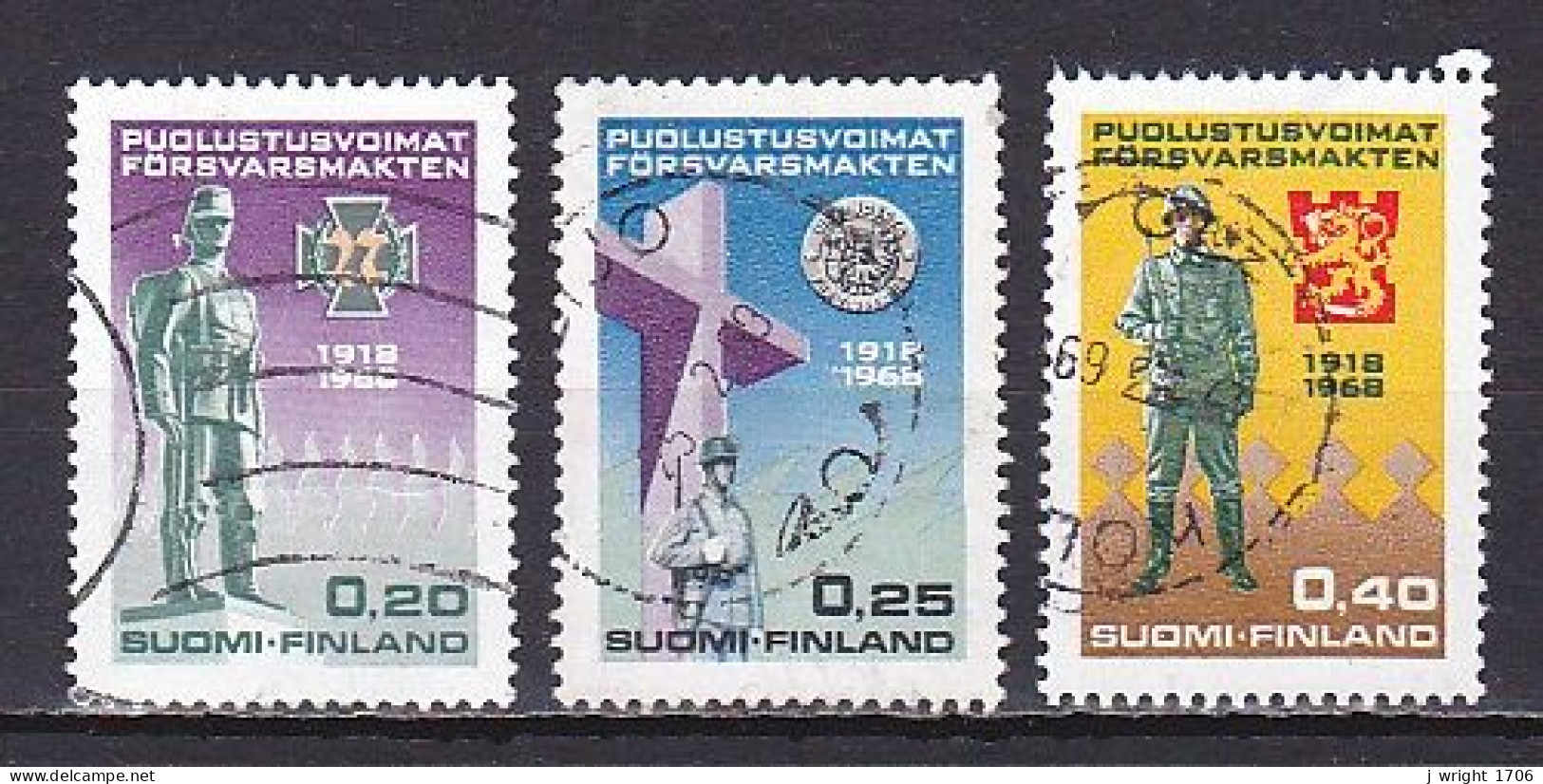 Finland, 1968, National Defence Forces 50th Anniv, Set, USED - Used Stamps