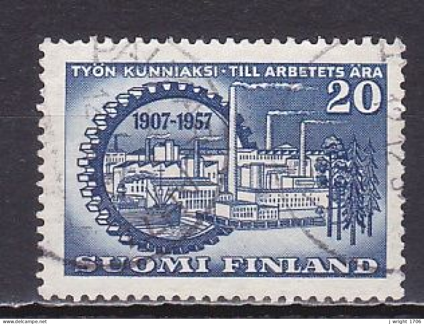 Finland, 1957, Central Federation Of Empolyers 50th Anniv, 20mk, USED - Used Stamps