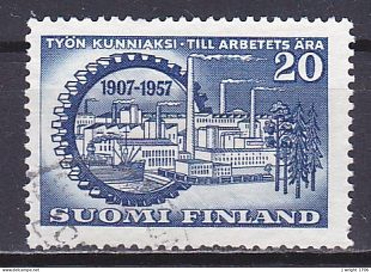 Finland, 1957, Central Federation Of Empolyers 50th Anniv, 20mk, USED - Gebraucht