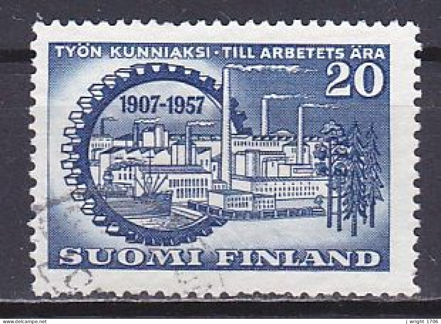 Finland, 1957, Central Federation Of Empolyers 50th Anniv, 20mk, USED - Oblitérés