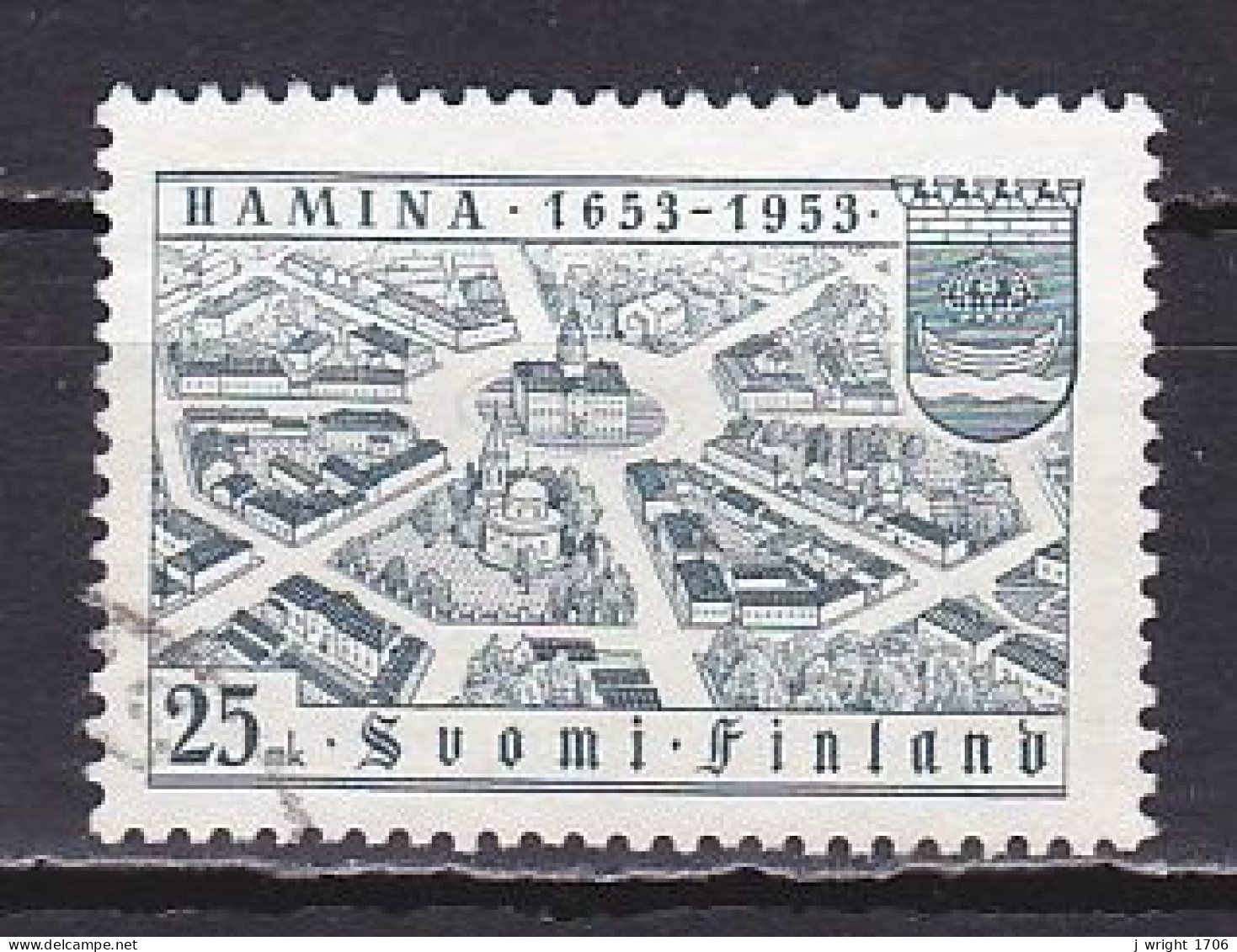 Finland, 1953, Hamina/Fredrikshamn 300th Anniv, 25mk, USED - Oblitérés