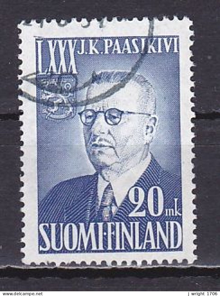 Finland, 1950, Pres Juho H. Paasikivi 80th Anniv, 20mk, USED - Gebruikt