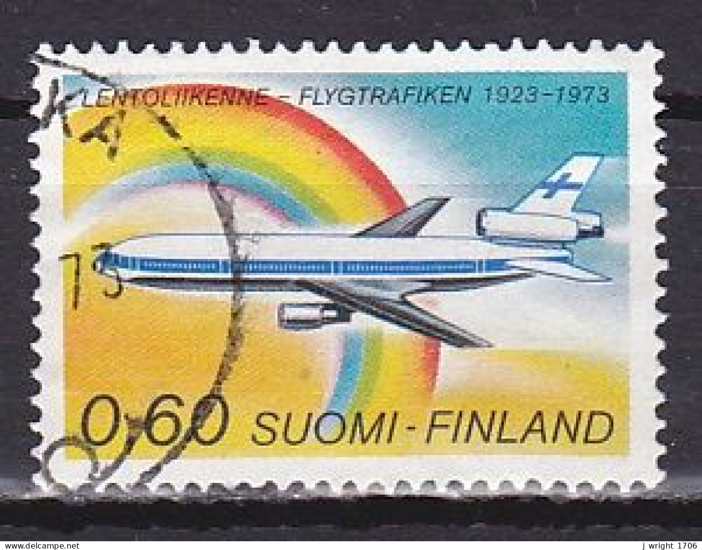 Finland, 1973, Regular Air Service 50th Anniv, 0.60mk, USED - Used Stamps