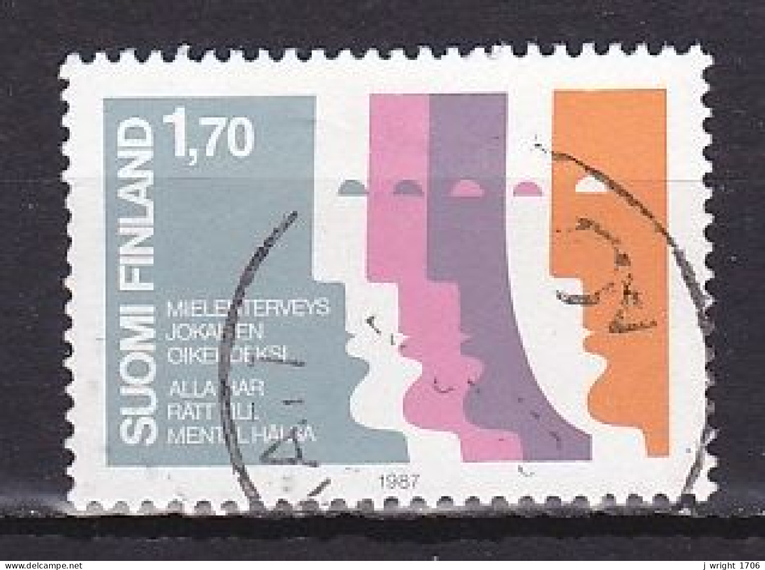 Finland, 1987, Mental Health, 1.70mk, USED - Gebruikt
