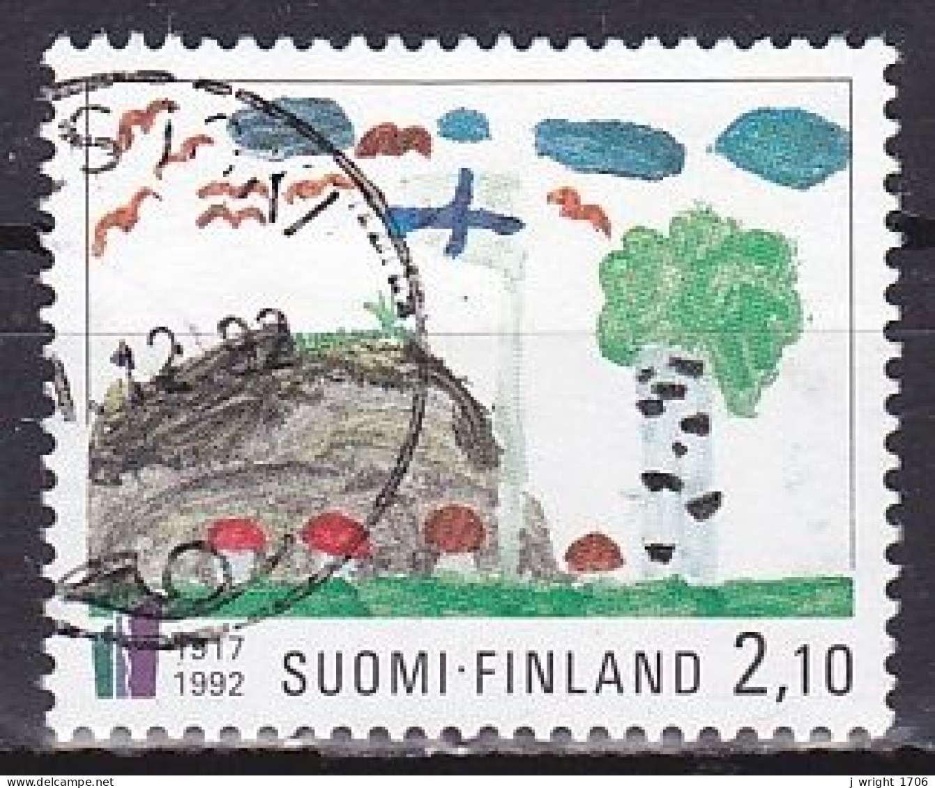 Finland, 1992, Independence Childs Drawing, 2.10mk, USED - Oblitérés