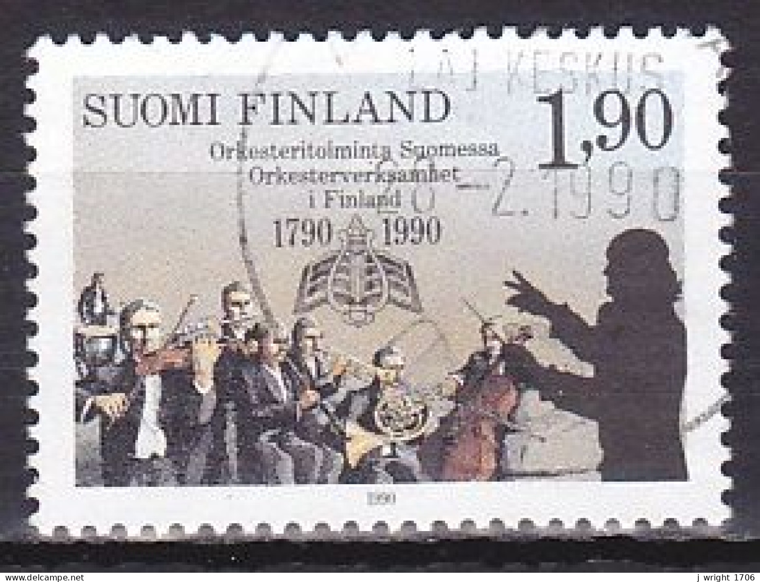 Finland, 1990, Turku Musical School Bicentenary, 1.90mk, USED - Usados