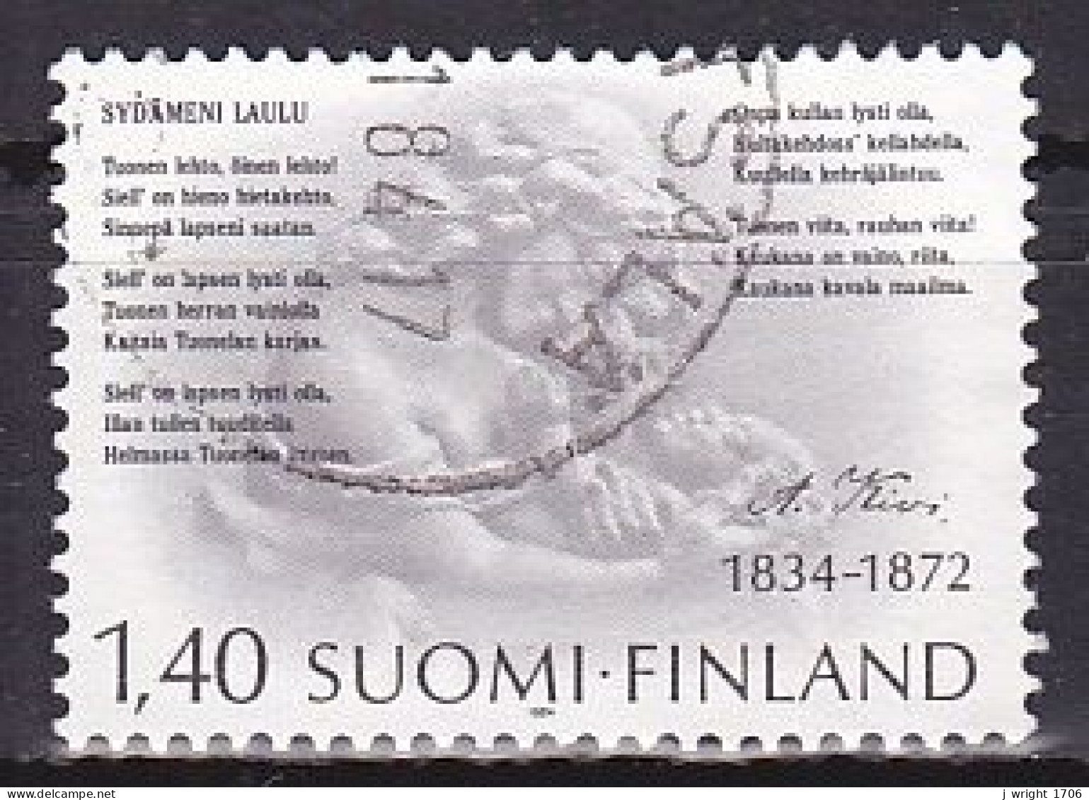 Finland, 1984, Aleksis Kivi, 1.40mk, USED - Gebraucht