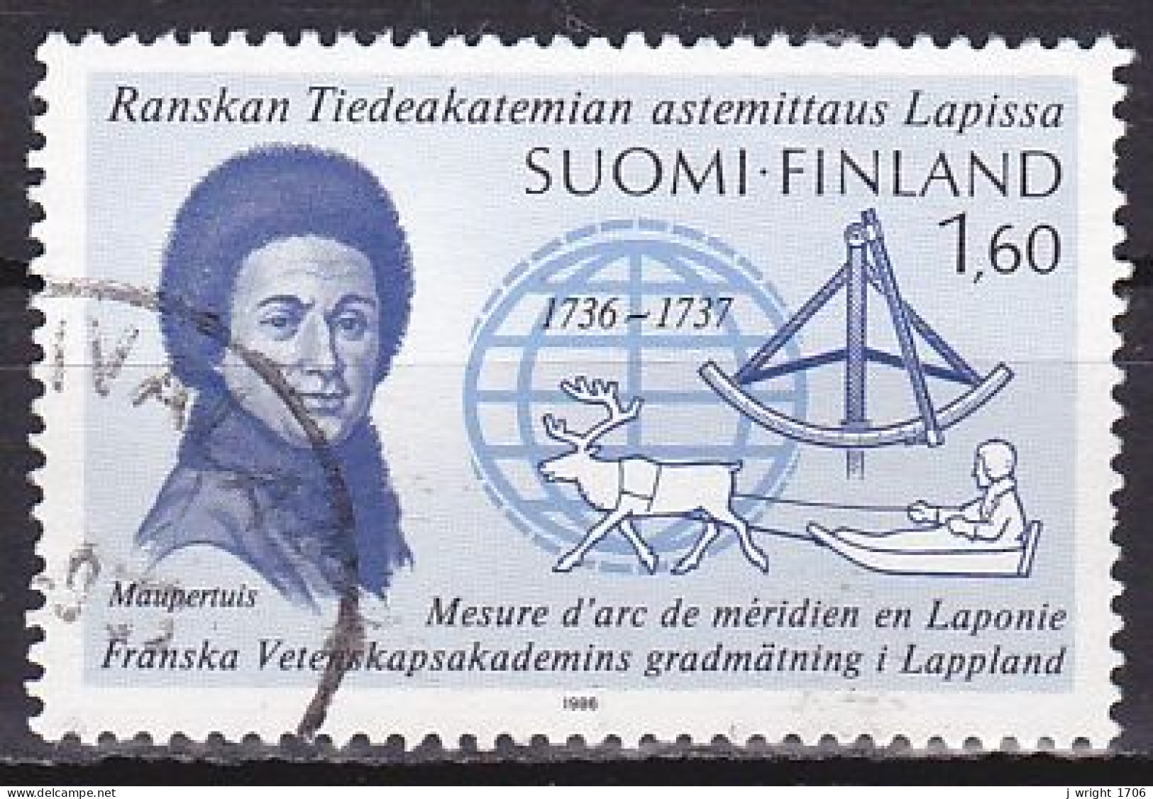 Finland, 1986, Lapland Expedition 250th Anniv, 1.60mk, USED - Used Stamps