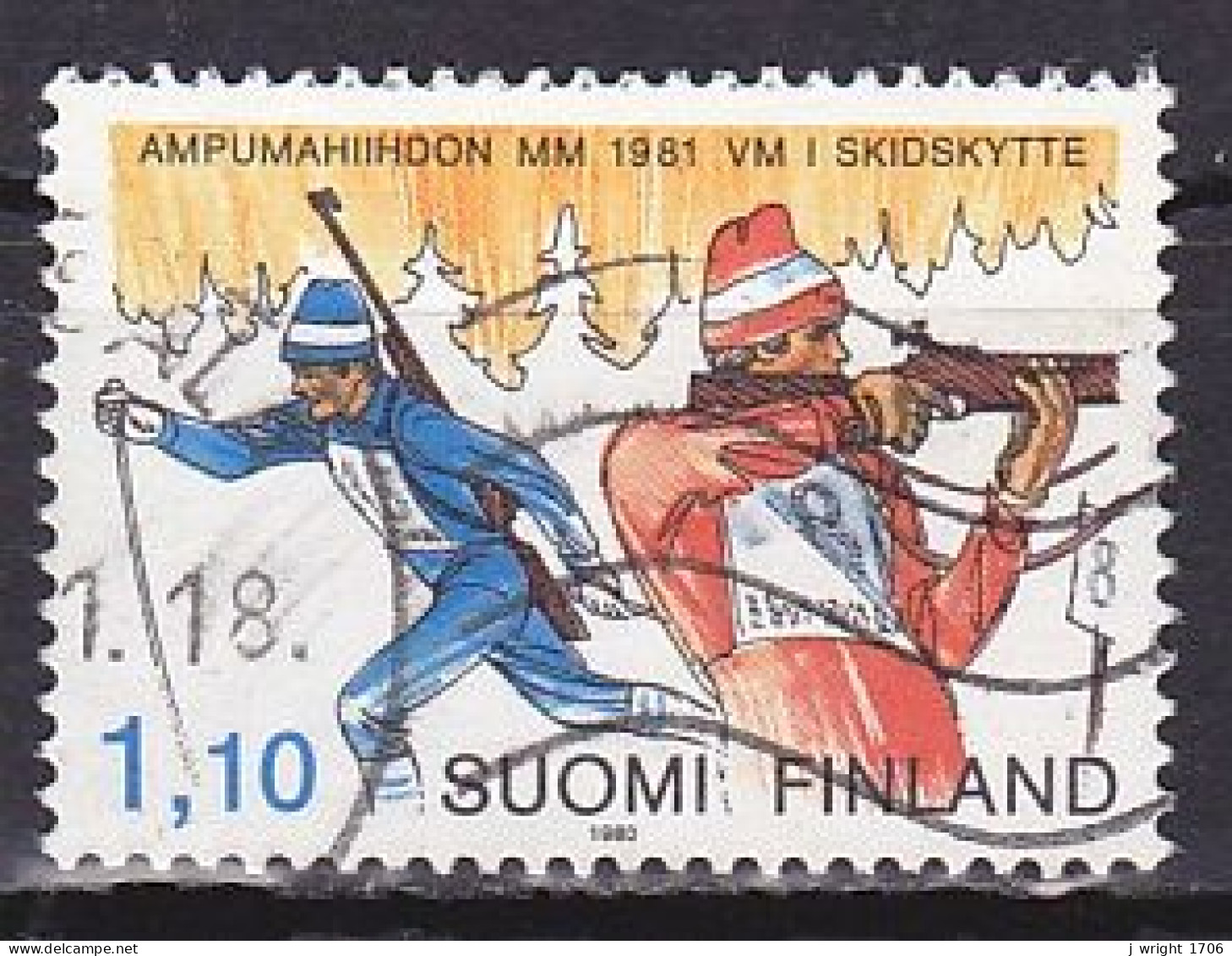 Finland, 1980, World Biathlon Championships, 1.10mk, USED - Usati