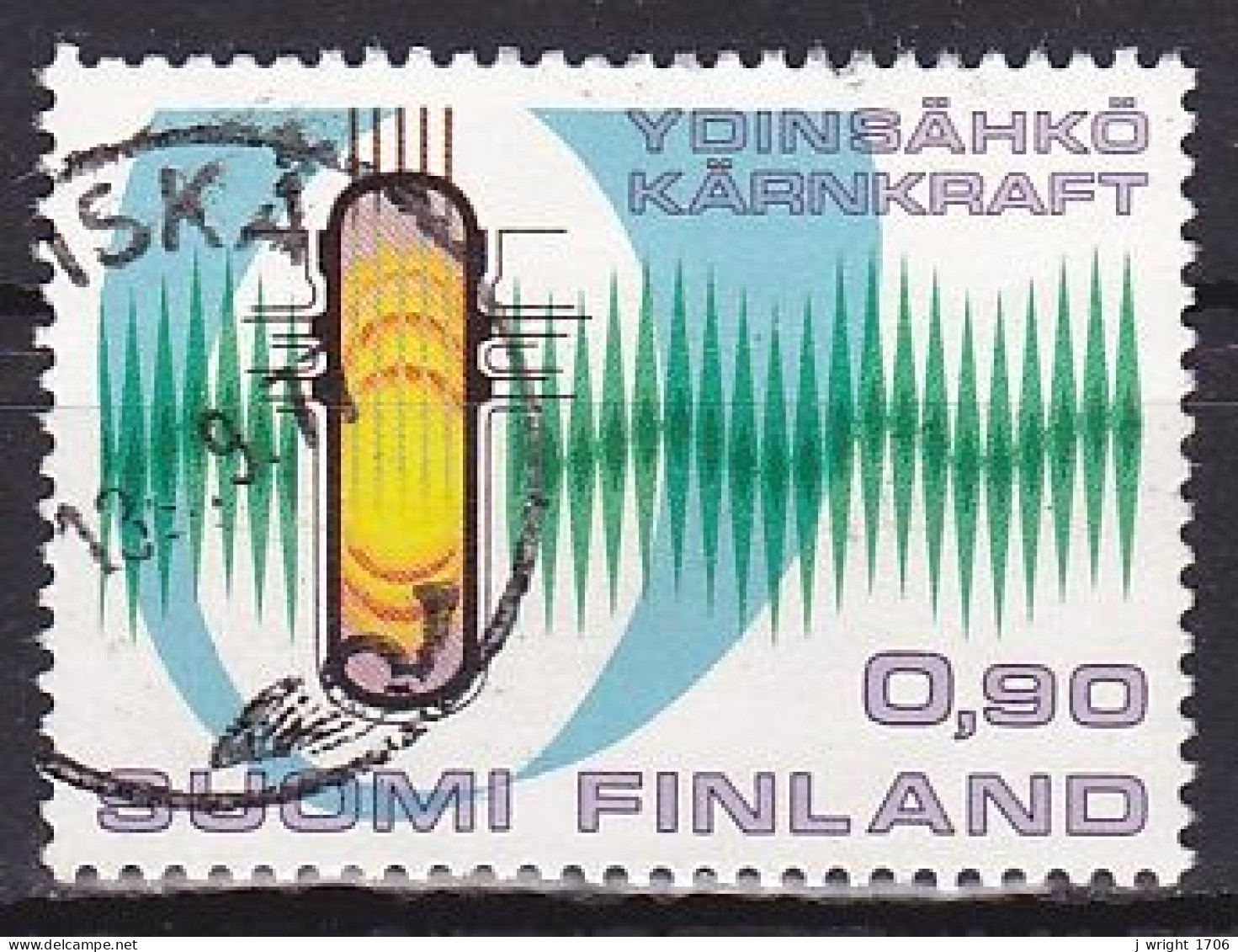 Finland, 1977, Hästholmen Nucler Power Station Opening, 0.90mk, USED - Used Stamps