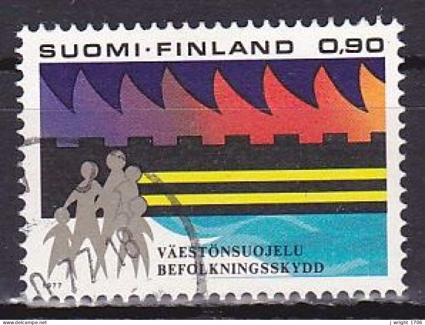 Finland, 1977, Civil Defence, 0.90mk, USED - Gebruikt