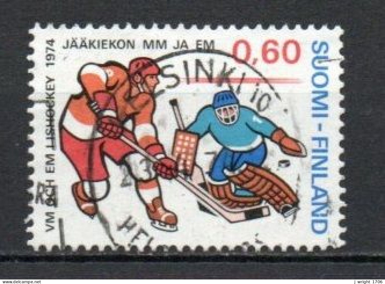 Finland, 1974, World Ice Hockey Championships, 0.60mk, USED - Oblitérés