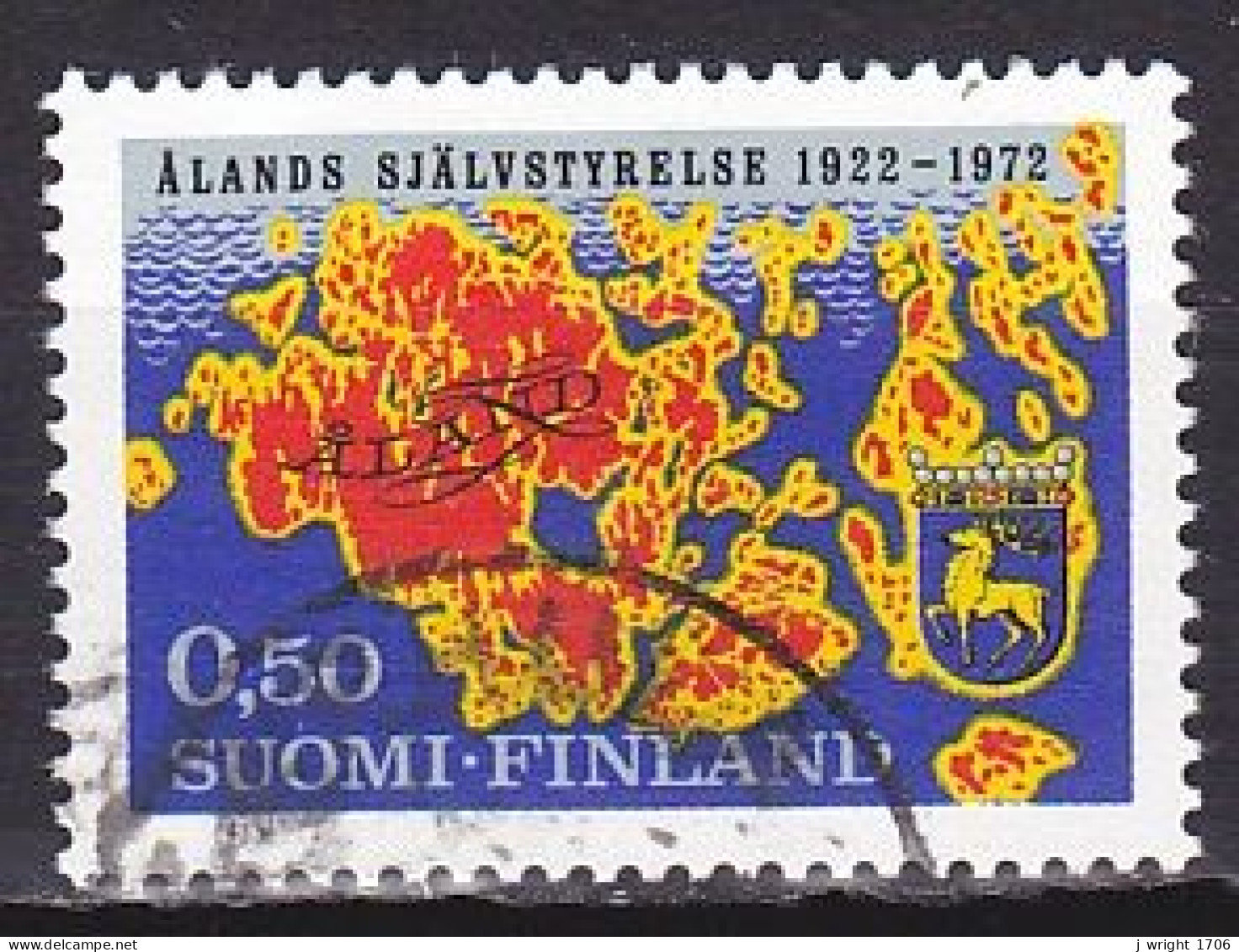 Finland, 1972, Aland Self Government 50th Anniv, 0.50mk, USED - Used Stamps