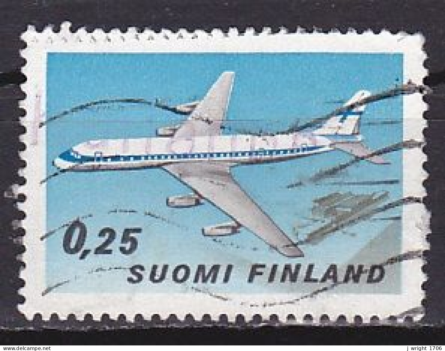 Finland, 1969, Plane & Helsinki Airport, 0.25mk, USED - Used Stamps