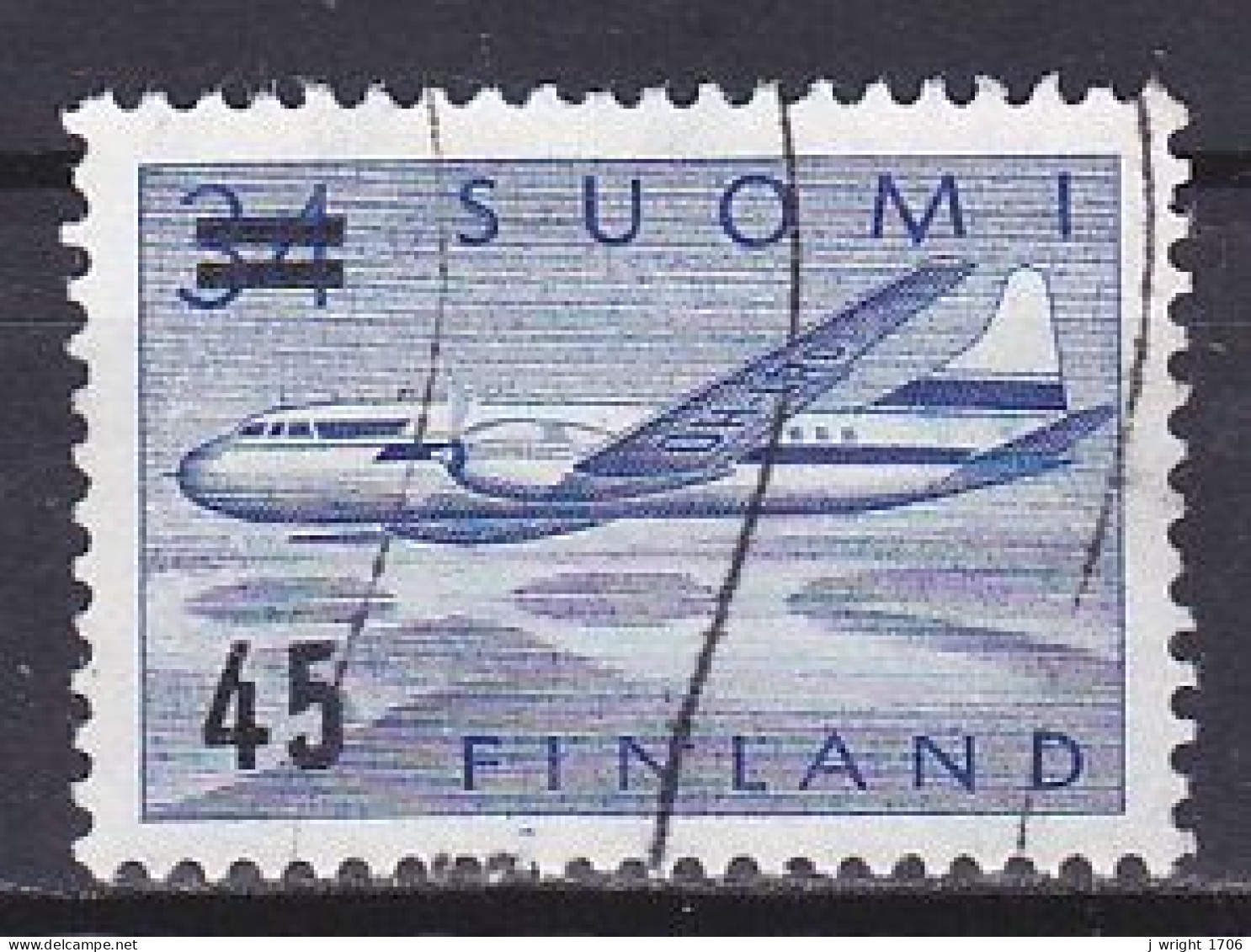 Finland, 1959, Convair 440/Surcharge, 45mk On 34mk, USED - Used Stamps