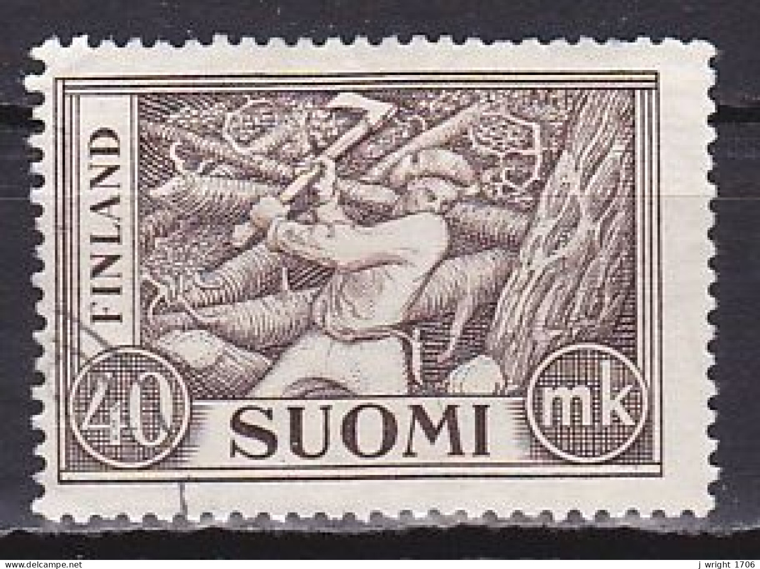 Finland, 1952, Wood Cutter, 40mk, USED - Usados