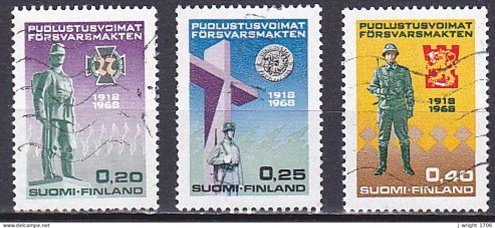 Finland, 1968, National Defence Forces 50th Anniv, Set, USED - Used Stamps