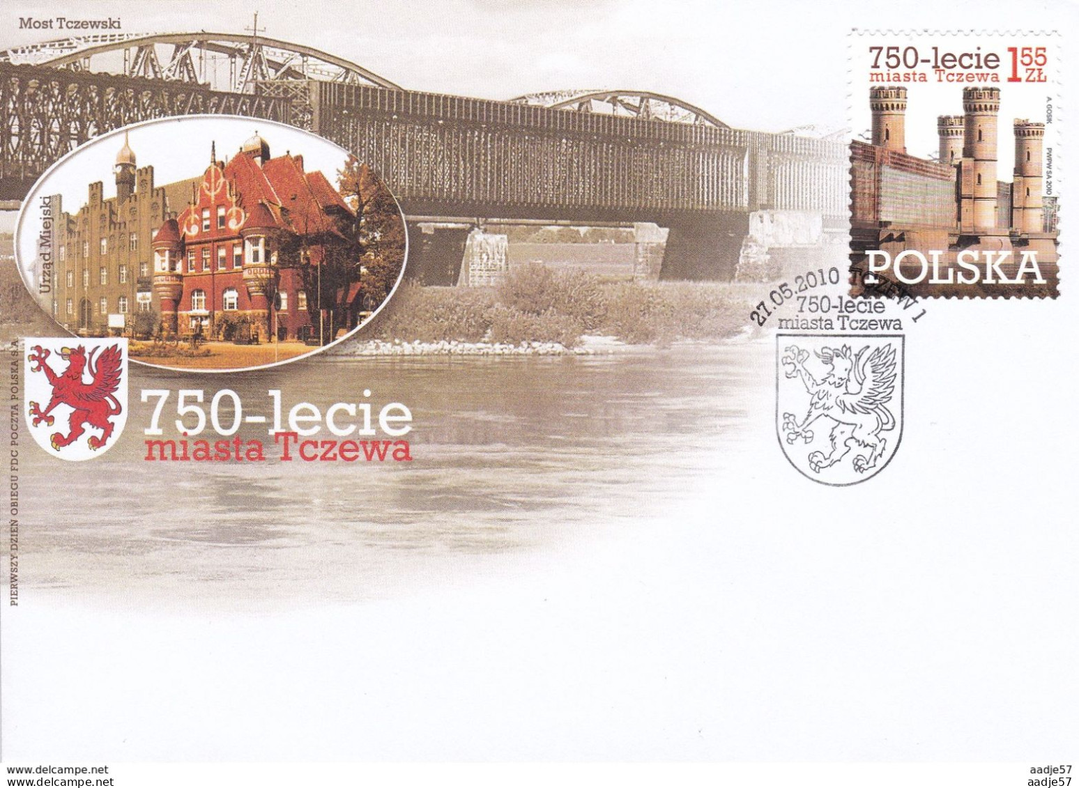 Polen Poland Polska FDC 27.05.2010 750th Anniversary Of The City Of Tczew, Bridge - Brücken